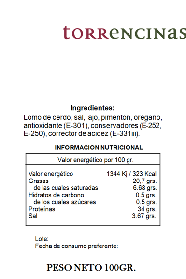 Lomo de Bellota Ibérico 75% Raza Ibérica - Loncheado