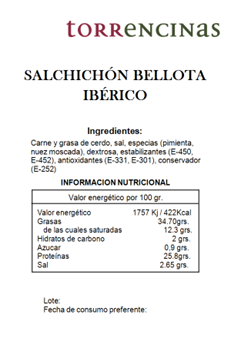 Salchichón de Bellota Ibérico Cular